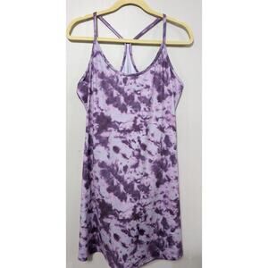 Women's HDE Active Purple Midi Tank Dress with Racer Back and Hidden Shorts L